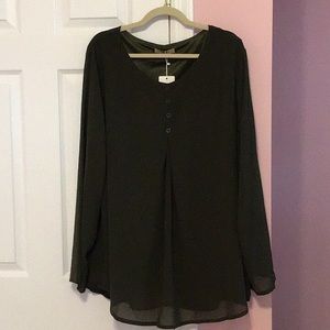Beautiful Olive Green Blouse w Attached Lining 3X